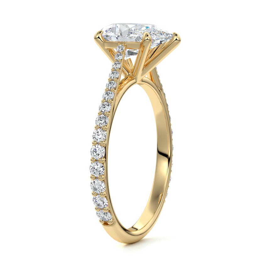 Carina - Pear Yellow Gold Engagement Ring Side View | Nura Lab