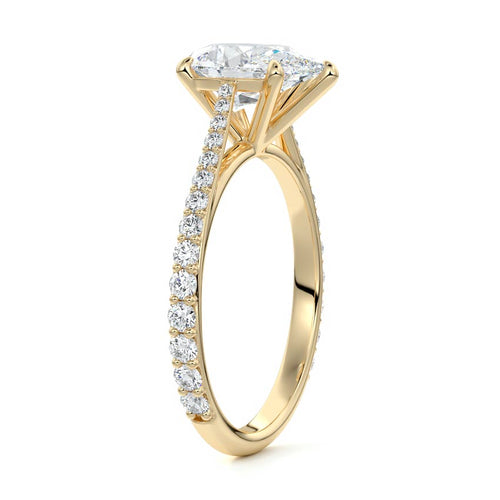 Carina - Pear Yellow Gold Engagement Ring Side View | Nura Lab