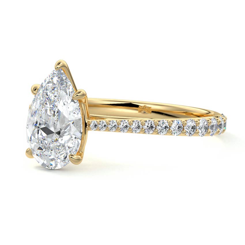 Carina - Pear Yellow Gold Engagement Ring Profile View | Nura Lab