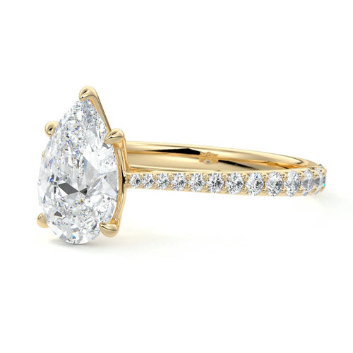Carina - Pear Yellow Gold Engagement Ring Profile View | Nura Lab
