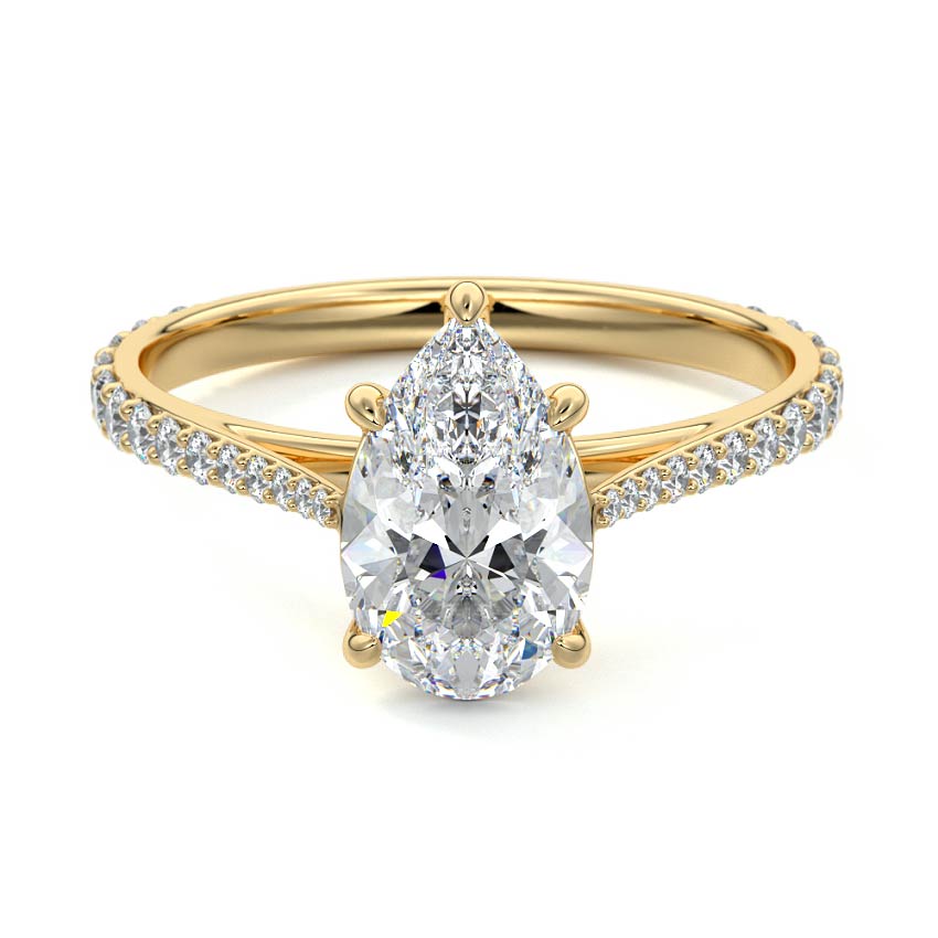Carina - Pear Yellow Gold Engagement Ring Detail View | Nura Lab