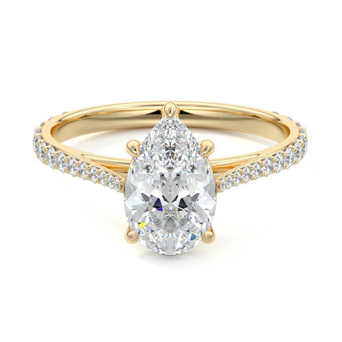 Carina - Pear Yellow Gold Engagement Ring Detail View | Nura Lab