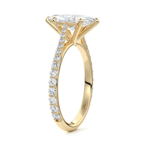 Carina marquise cathedral pavé lab grown diamond engagement ring in yellow gold