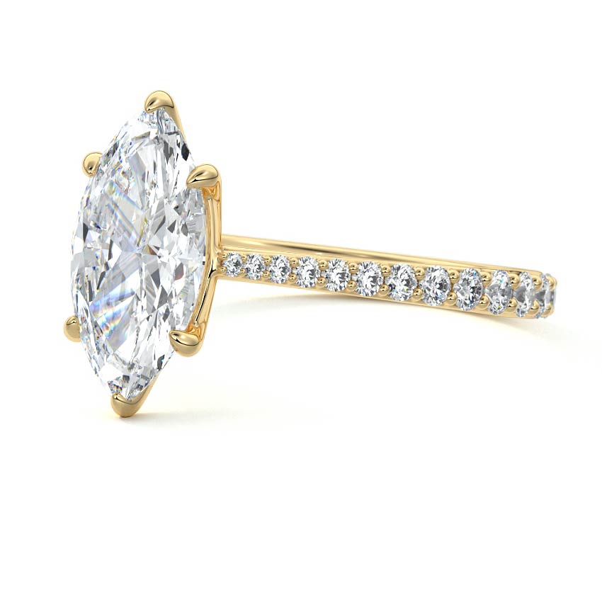 Carina - Marquise Yellow Gold Engagement Ring Profile View | Nura Lab