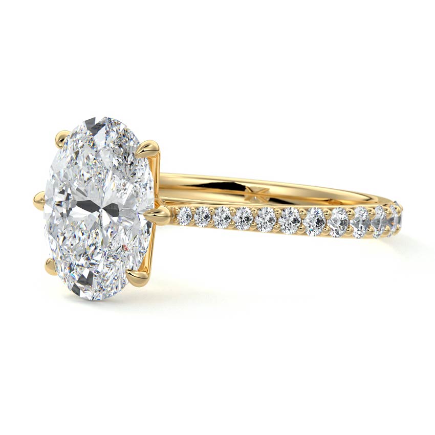 Carina - Oval Yellow Gold Engagement Ring Profile View | Nura Lab