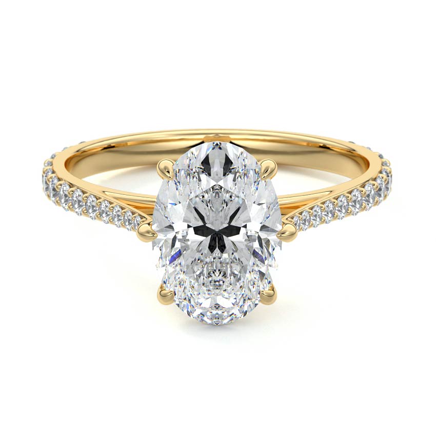 Carina - Oval Yellow Gold Engagement Ring Detail View | Nura Lab