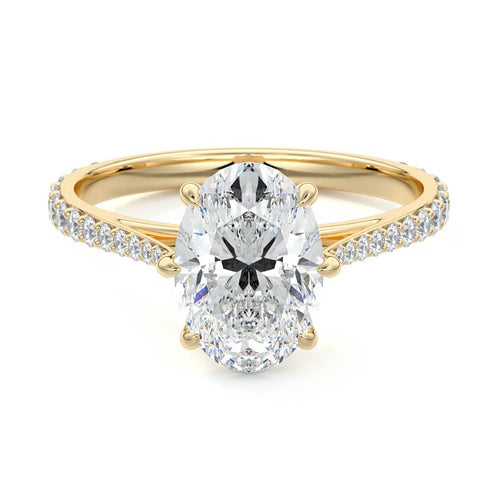 Carina - Oval Yellow Gold Engagement Ring Detail View | Nura Lab
