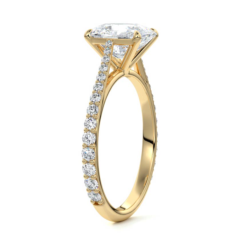 Carina - Cushion Yellow Gold Engagement Ring Side View | Nura Lab