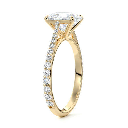 Carina - Cushion Yellow Gold Engagement Ring Side View | Nura Lab