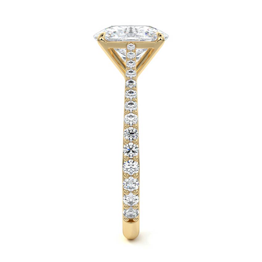 Carina - Cushion Yellow Gold Engagement Ring Profile View | Nura Lab