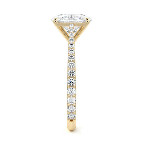 Carina - Cushion Yellow Gold Engagement Ring Profile View | Nura Lab