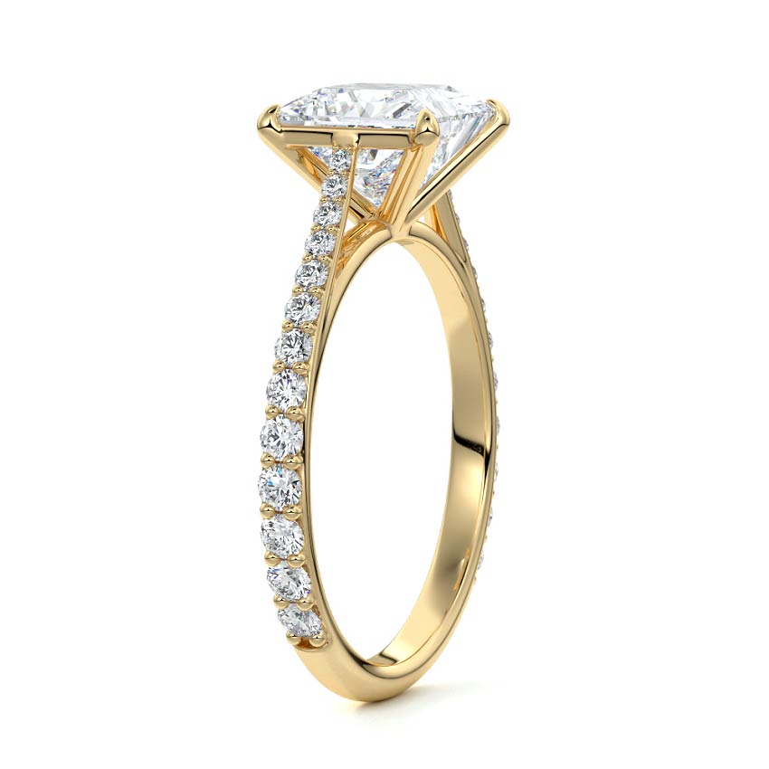 Carina - Princess Yellow Gold Engagement Ring Side View | Nura Lab