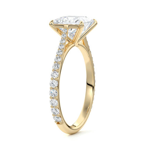 Carina - Princess Yellow Gold Engagement Ring Side View | Nura Lab