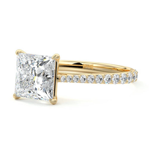 Carina - Princess Yellow Gold Engagement Ring Profile View | Nura Lab