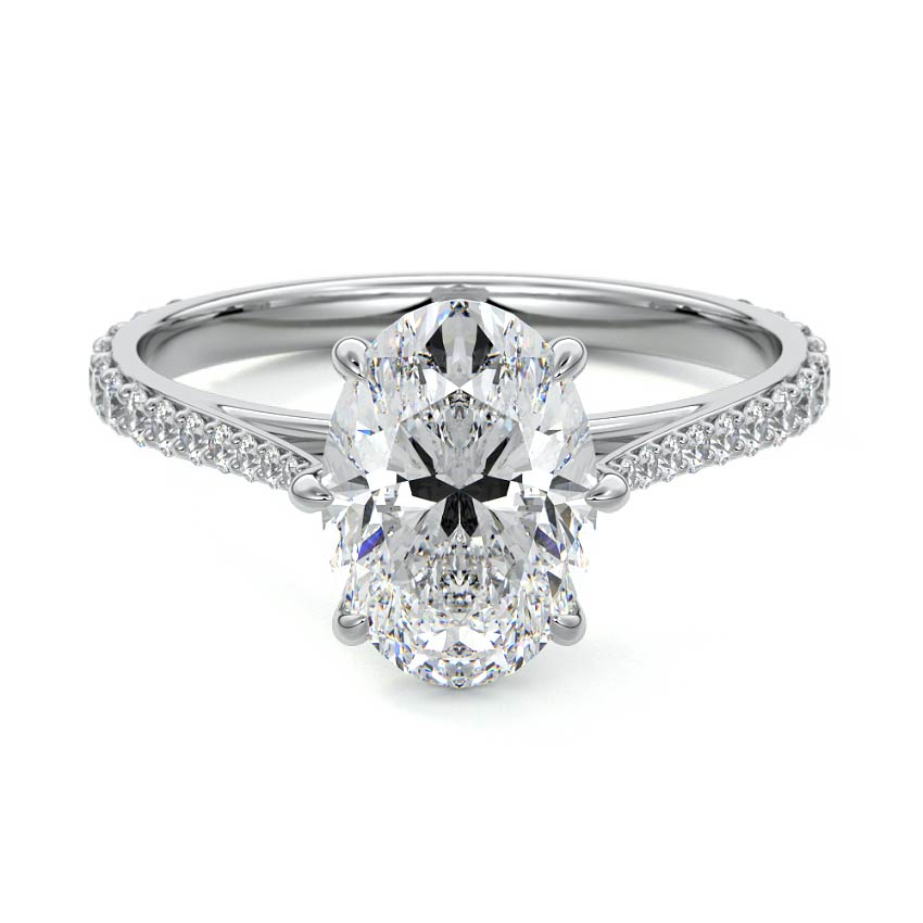 Carina pear cathedral pavé lab grown diamond engagement ring in platinum