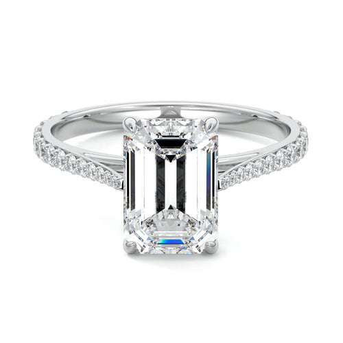 Carina - Emerald Cut Platinum Lab Grown Diamond Engagement Ring | Nura Lab