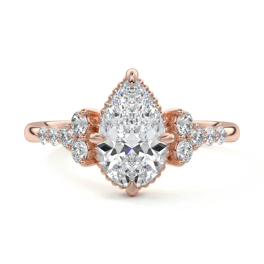 Celeste - Pear Rose Gold Lab Grown Diamond Engagement Ring | Nura Lab