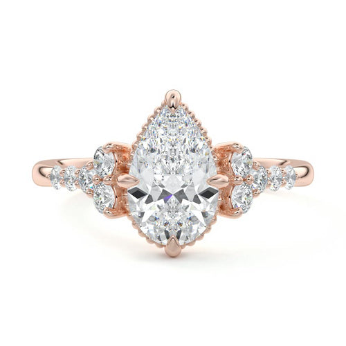 Celeste - Pear Rose Gold Lab Grown Diamond Engagement Ring | Nura Lab