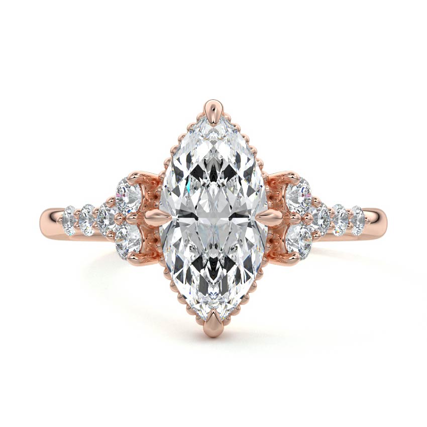 Celeste - Marquise Rose Gold Lab Grown Diamond Engagement Ring | Nura Lab