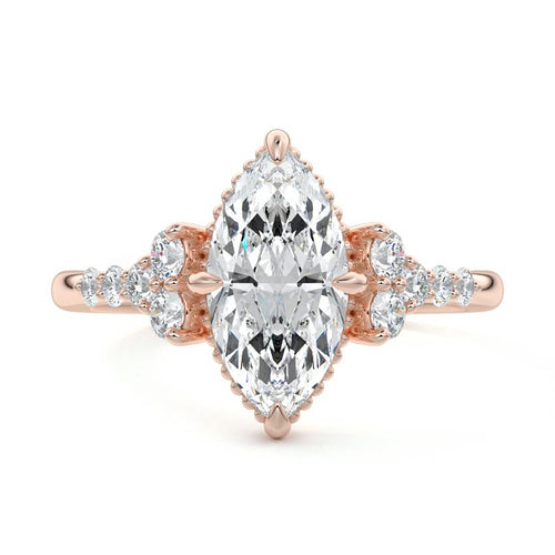 Celeste - Marquise Rose Gold Lab Grown Diamond Engagement Ring | Nura Lab