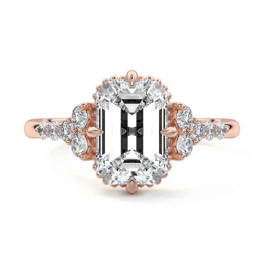 Celeste - Emerald Cut Rose Gold Lab Grown Diamond Engagement Ring | Nura Lab