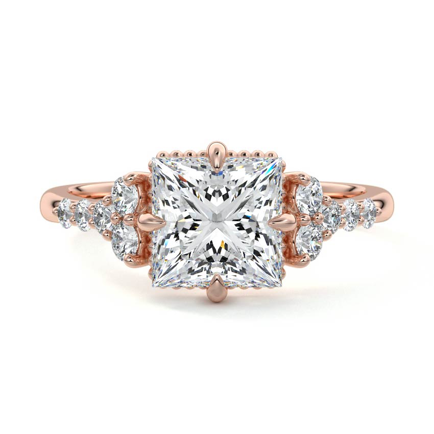 Celeste - Princess Rose Gold Lab Grown Diamond Engagement Ring | Nura Lab