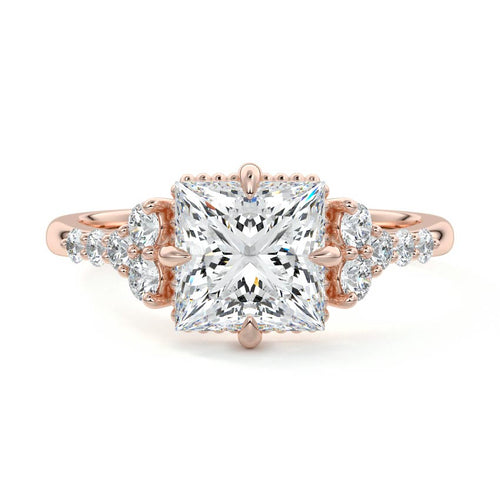 Celeste - Princess Rose Gold Lab Grown Diamond Engagement Ring | Nura Lab