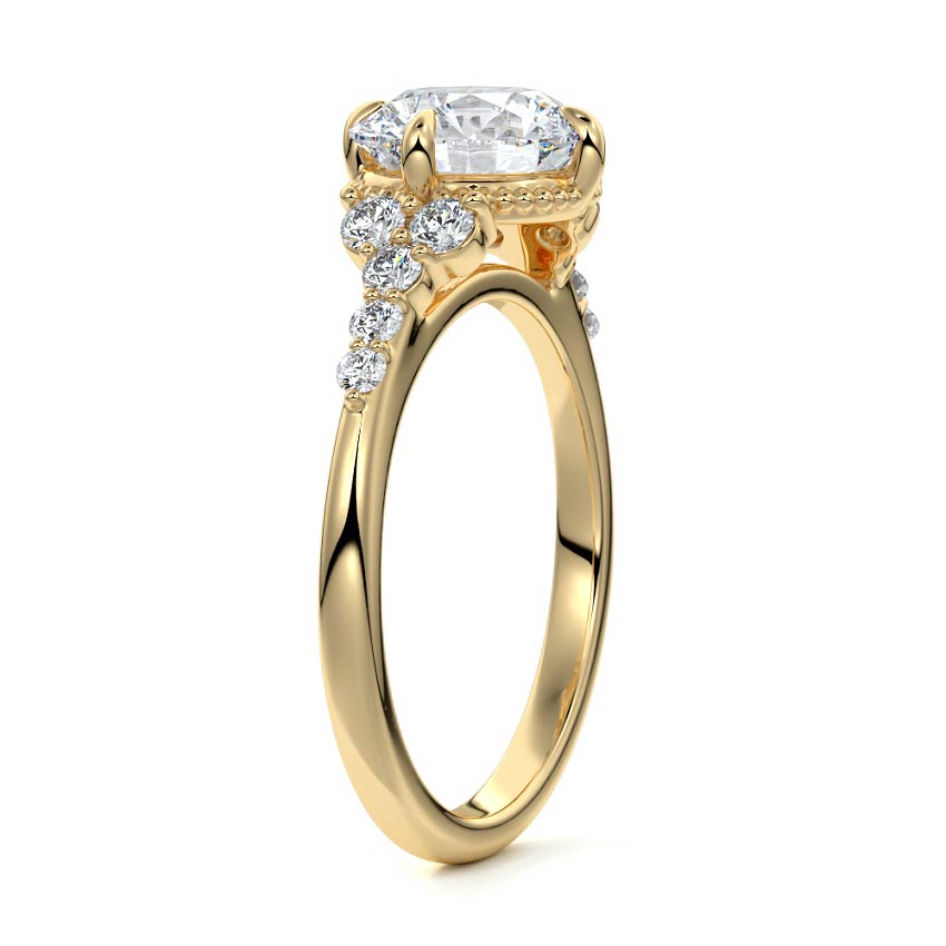 Celeste - Round Yellow Gold Engagement Ring Side View | Nura Lab