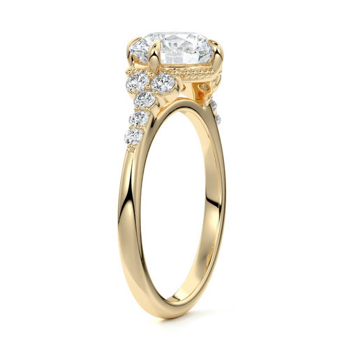 Celeste - Round Yellow Gold Engagement Ring Side View | Nura Lab