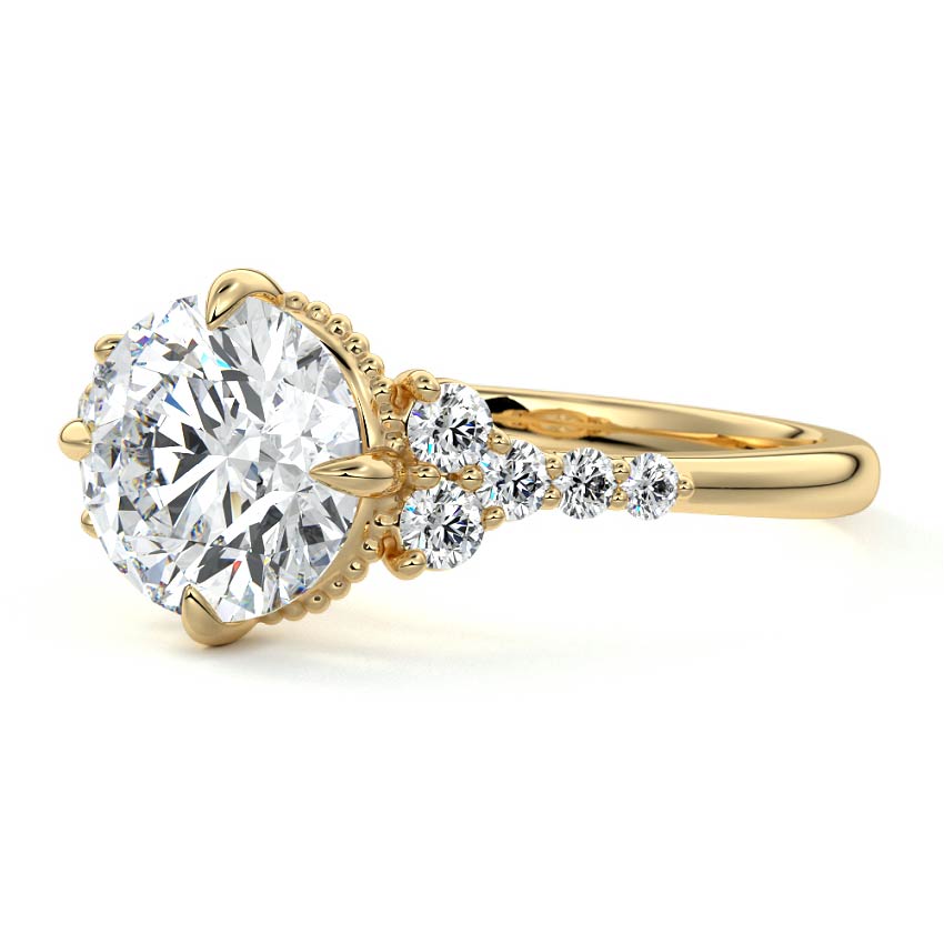Celeste - Round Yellow Gold Engagement Ring Profile View | Nura Lab