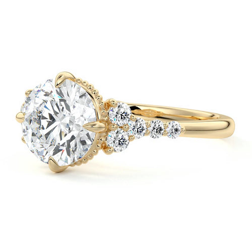 Celeste - Round Yellow Gold Engagement Ring Profile View | Nura Lab