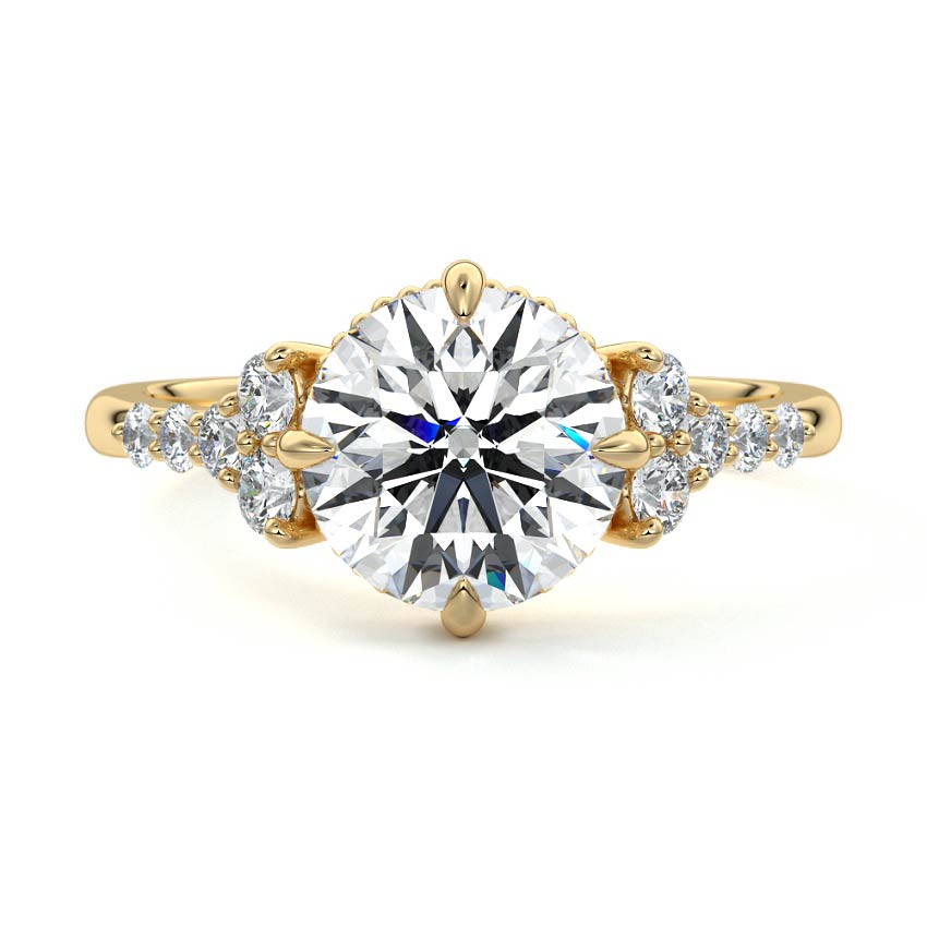 Celeste - Round Yellow Gold Engagement Ring Detail View | Nura Lab