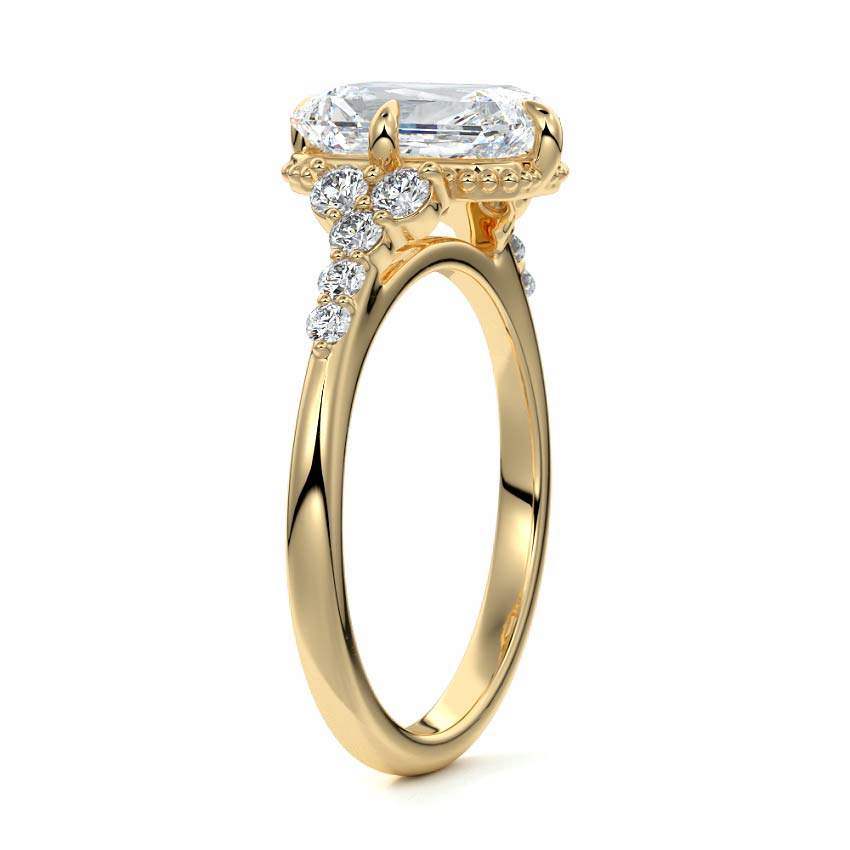 Celeste - Radiant Yellow Gold Engagement Ring Side View | Nura Lab