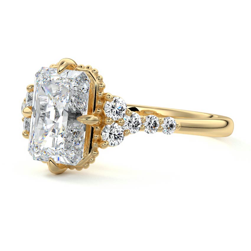 Celeste - Radiant Yellow Gold Engagement Ring Profile View | Nura Lab