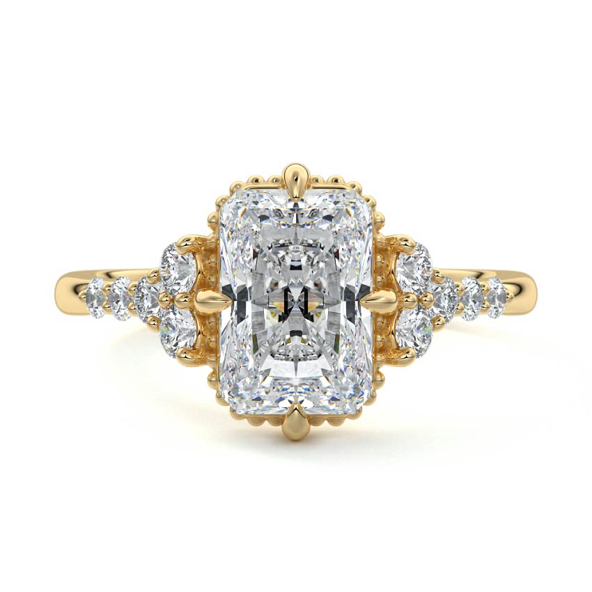 Celeste - Radiant Yellow Gold Engagement Ring Detail View | Nura Lab