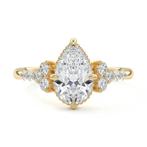 Celeste - Pear Yellow Gold Lab Grown Diamond Engagement Ring | Nura Lab
