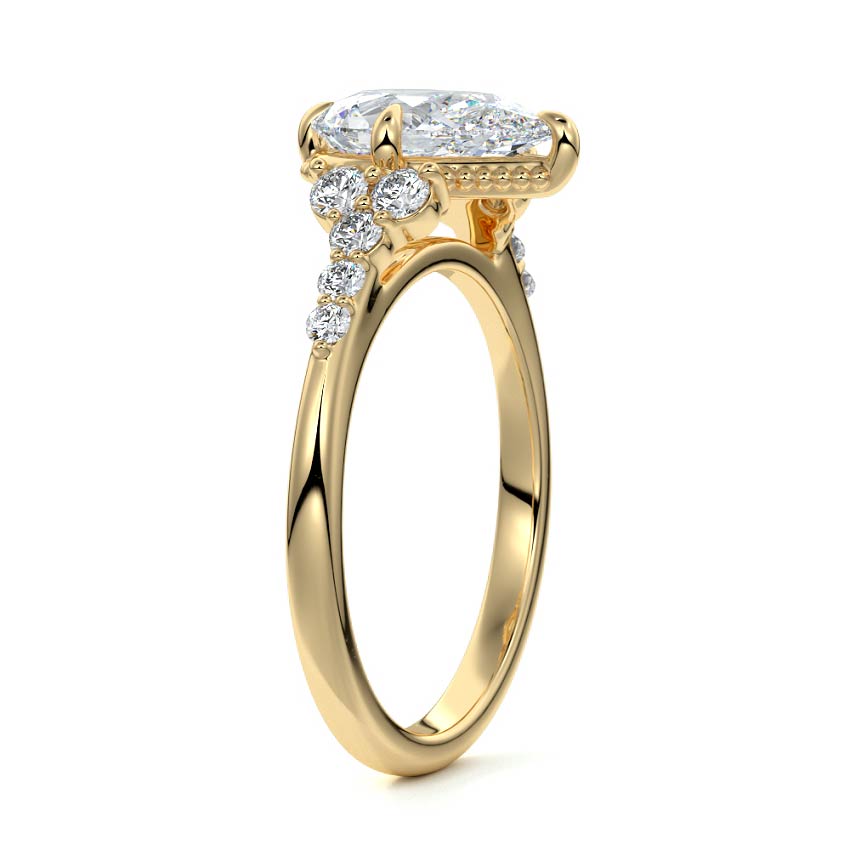 Celeste - Pear Yellow Gold Engagement Ring Side View | Nura Lab