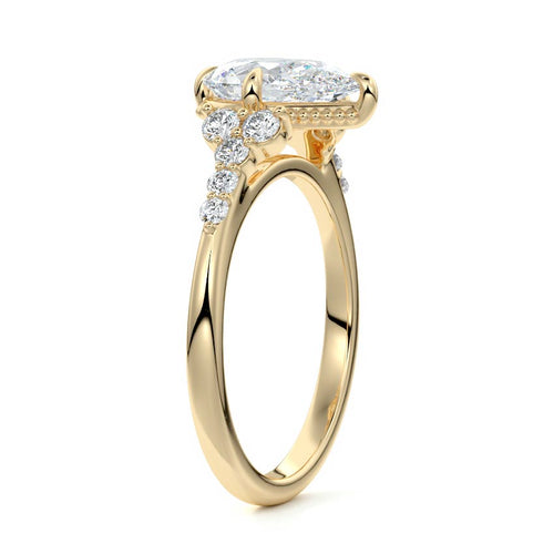 Celeste - Pear Yellow Gold Engagement Ring Side View | Nura Lab