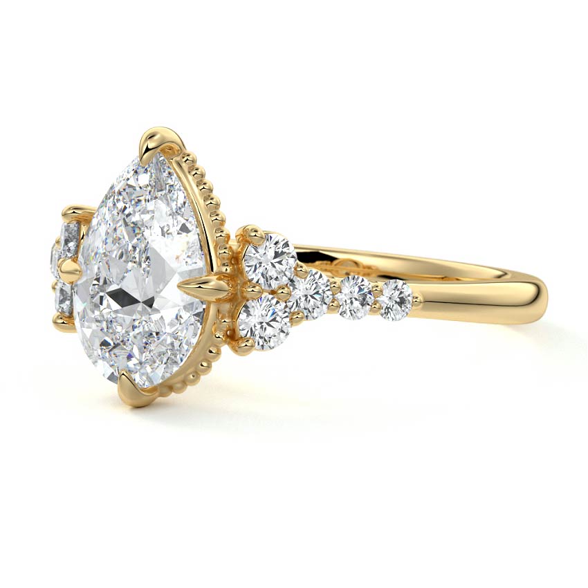 Celeste - Pear Yellow Gold Engagement Ring Profile View | Nura Lab