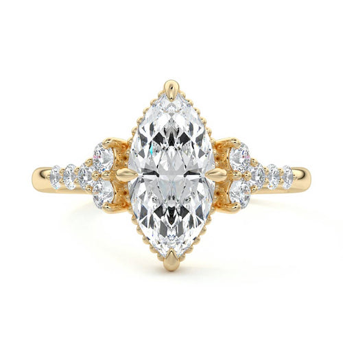 Celeste - Marquise Yellow Gold Lab Grown Diamond Engagement Ring | Nura Lab