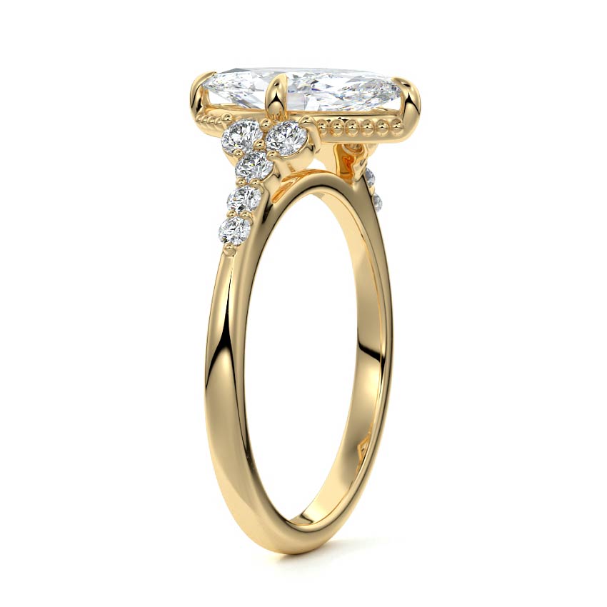 Celeste - Marquise Yellow Gold Engagement Ring Side View | Nura Lab