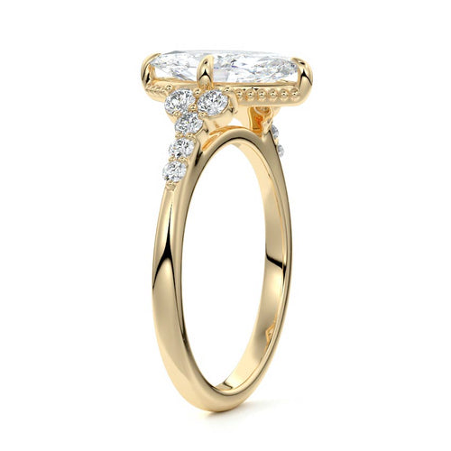 Celeste - Marquise Yellow Gold Engagement Ring Side View | Nura Lab