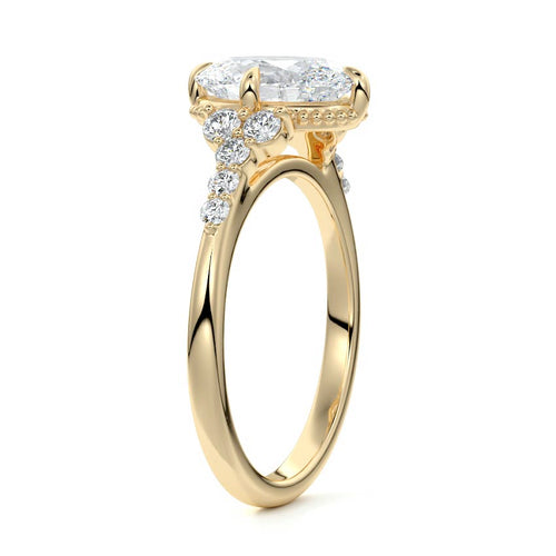 Celeste - Oval Yellow Gold Engagement Ring Side View | Nura Lab