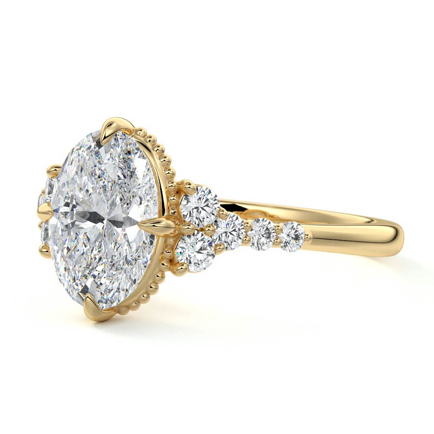 Celeste - Oval Yellow Gold Engagement Ring Profile View | Nura Lab
