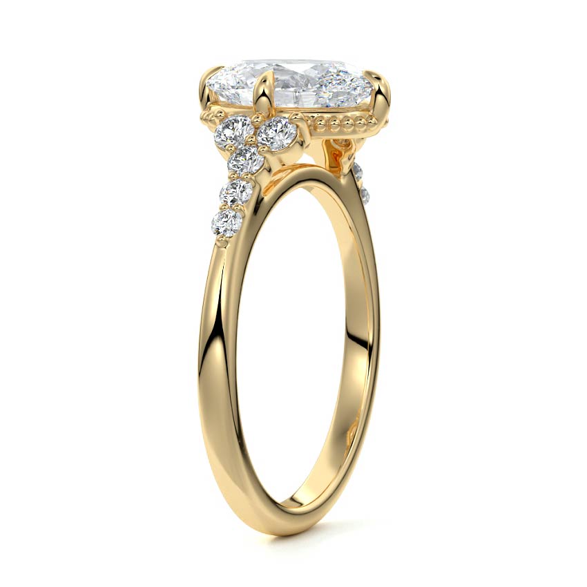 Celeste - Oval Yellow Gold Engagement Ring Detail View | Nura Lab