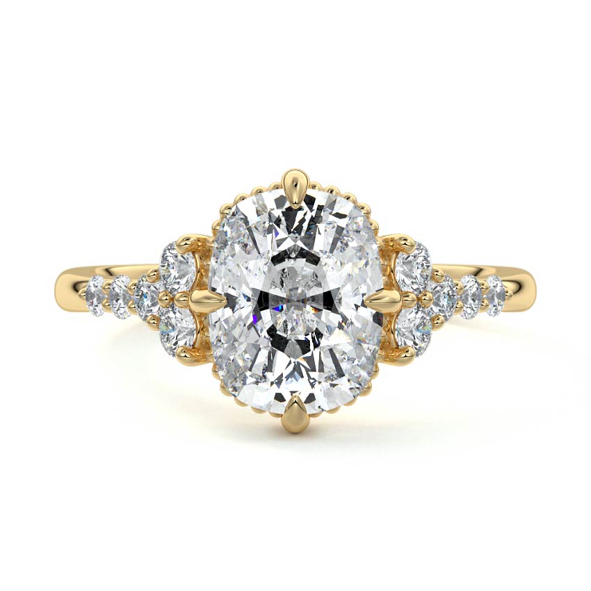 Celeste - Cushion Yellow Gold Lab Grown Diamond Engagement Ring | Nura Lab
