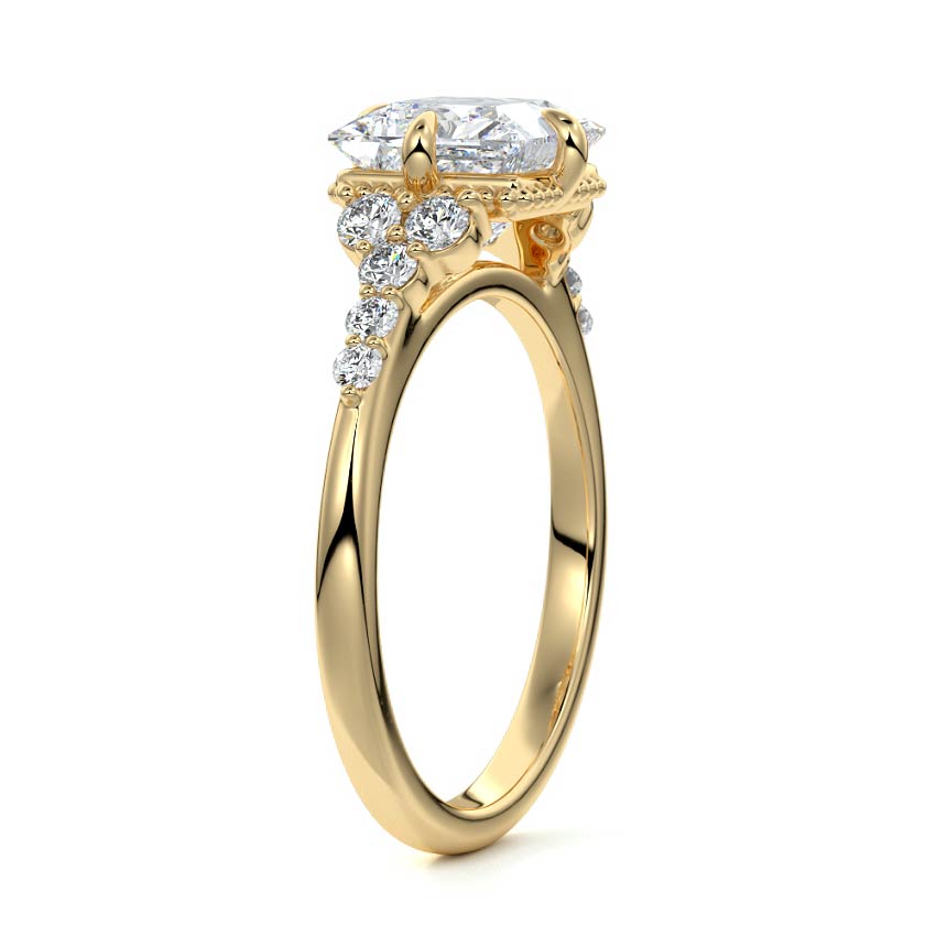 Celeste - Princess Yellow Gold Lab Grown Diamond Engagement Ring | Nura Lab