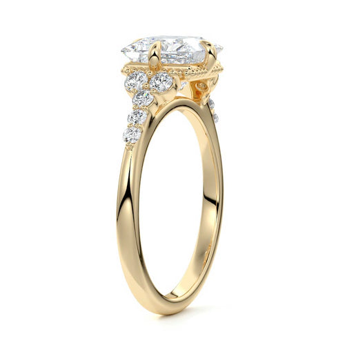 Celeste - Princess Yellow Gold Lab Grown Diamond Engagement Ring | Nura Lab