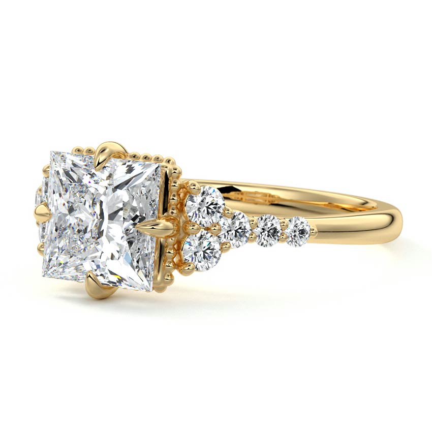 Celeste - Princess Yellow Gold Lab Grown Diamond Engagement Ring | Nura Lab