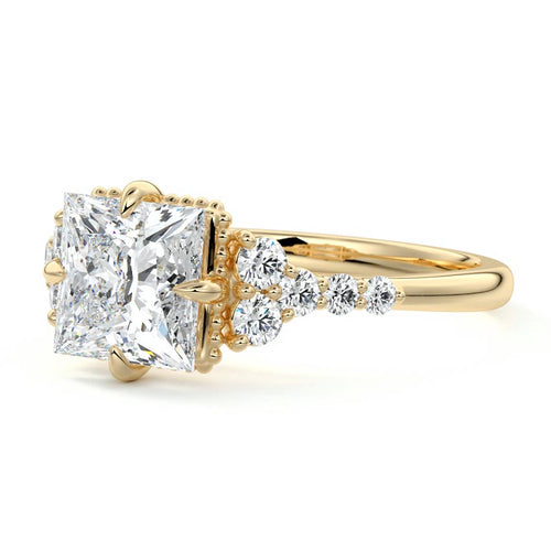 Celeste - Princess Yellow Gold Lab Grown Diamond Engagement Ring | Nura Lab